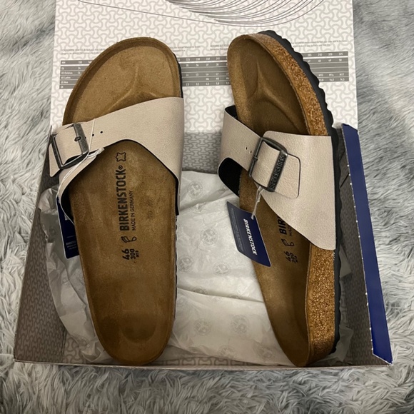 New Birkenstock Men Madrid Birko-Flor Sandals Pull Up Stone - Picture 4 of 7